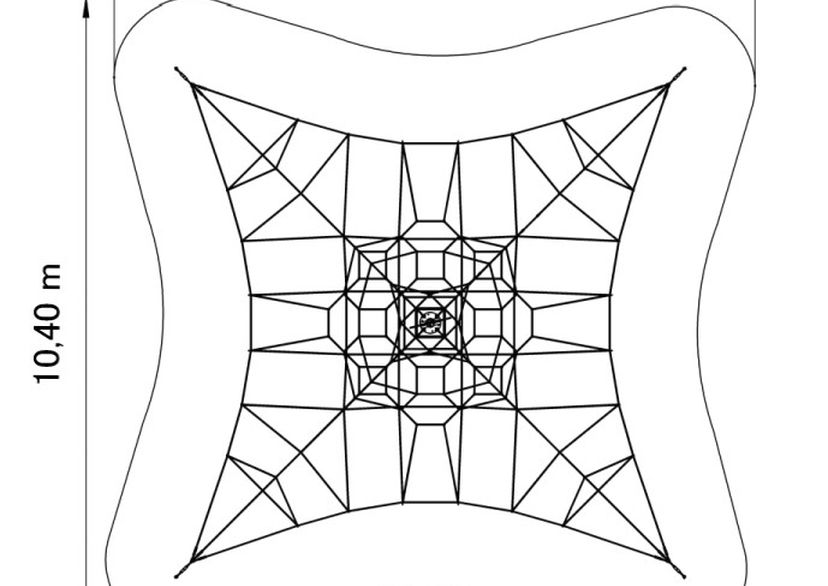 SPIDER 6 touwpiramide met 4 spanbevestigingen