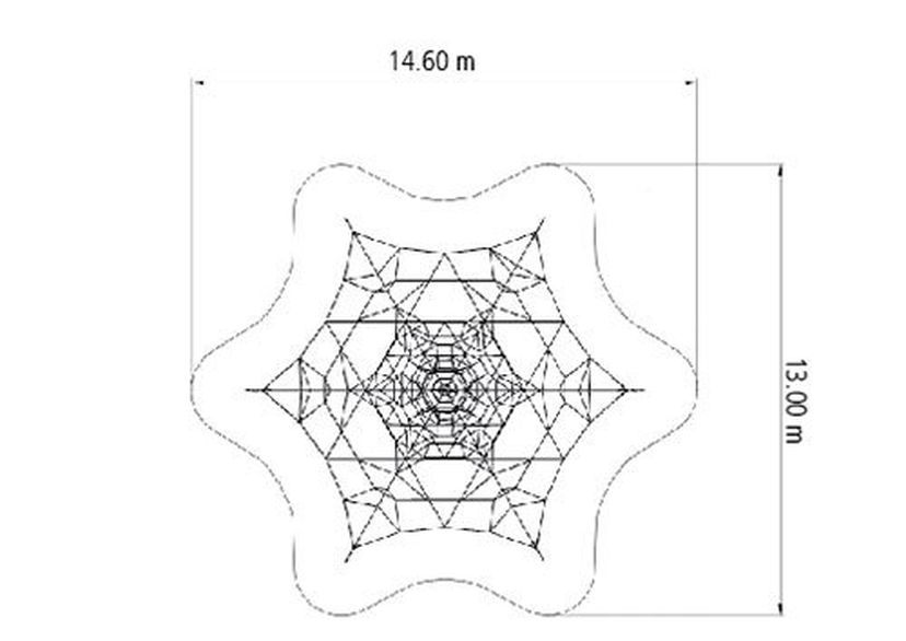 SPIDER 6 touwpiramide met 6 spanbevestigingen