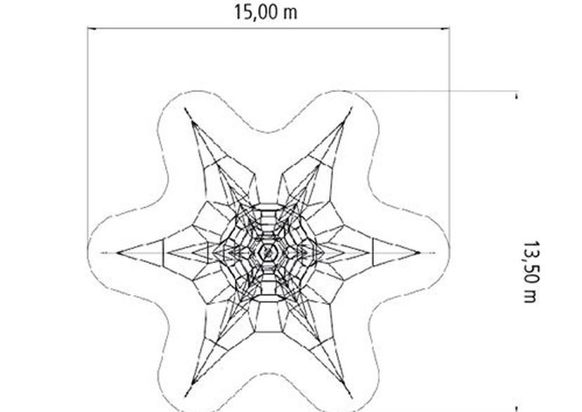 SPIDER 8 touwpiramide met 6 spanbevestigingen