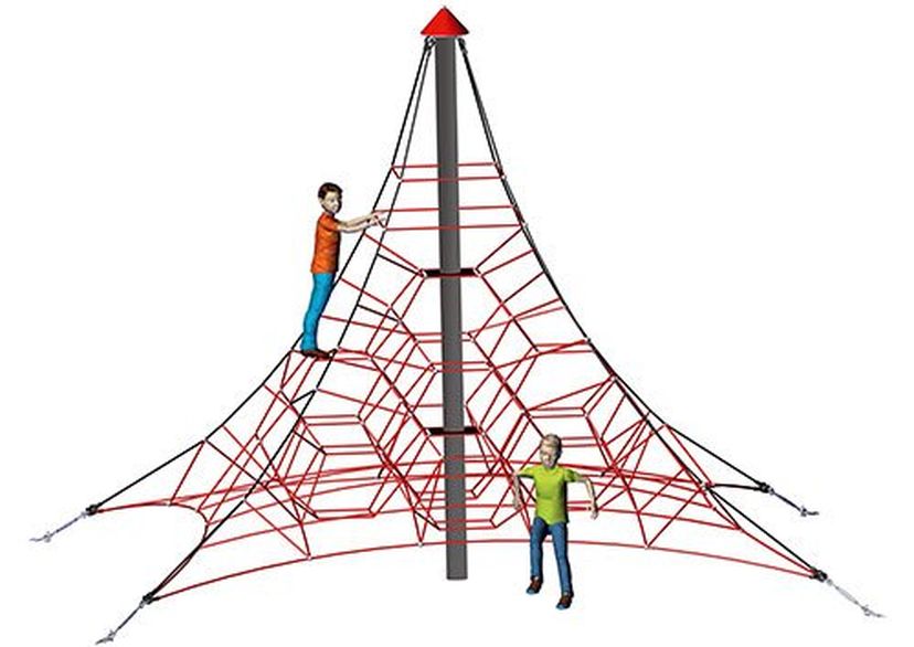 SPIDER 4  touwpiramide met 4 spanbevestigingen