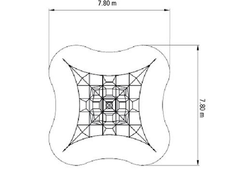 SPIDER 4 touwpiramide met 4 spanbevestigingen