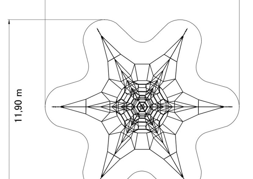 SPIDER 8 touwpiramide met 6 spanbevestigingen