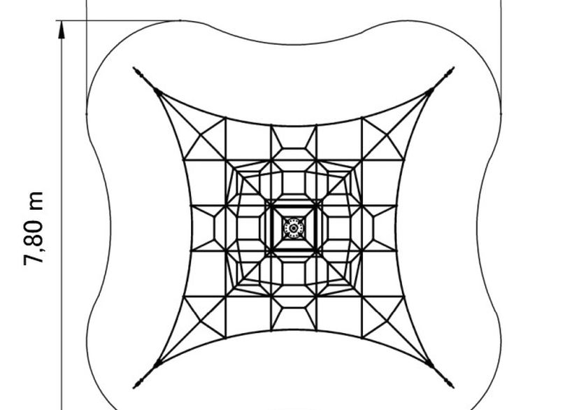 SPIDER 4 touwpiramide met 4 spanbevestigingen
