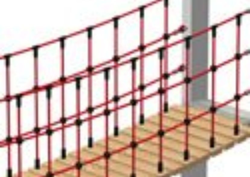 Netbrugreling voor loopvlak van hout of rubber, per meter