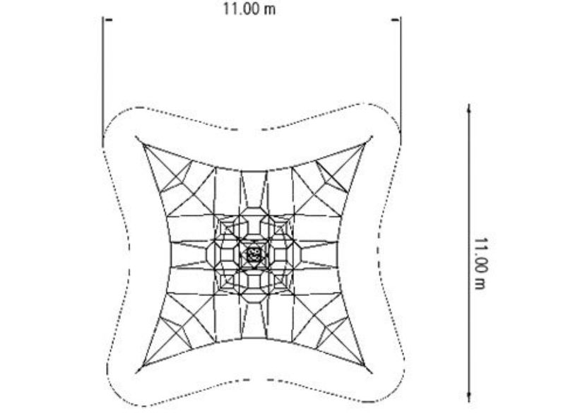 SPIDER 6 touwpiramide met 4 spanbevestigingen