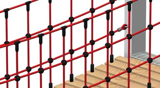 Netbrugreling voor loopvlak van hout of rubber, per meter